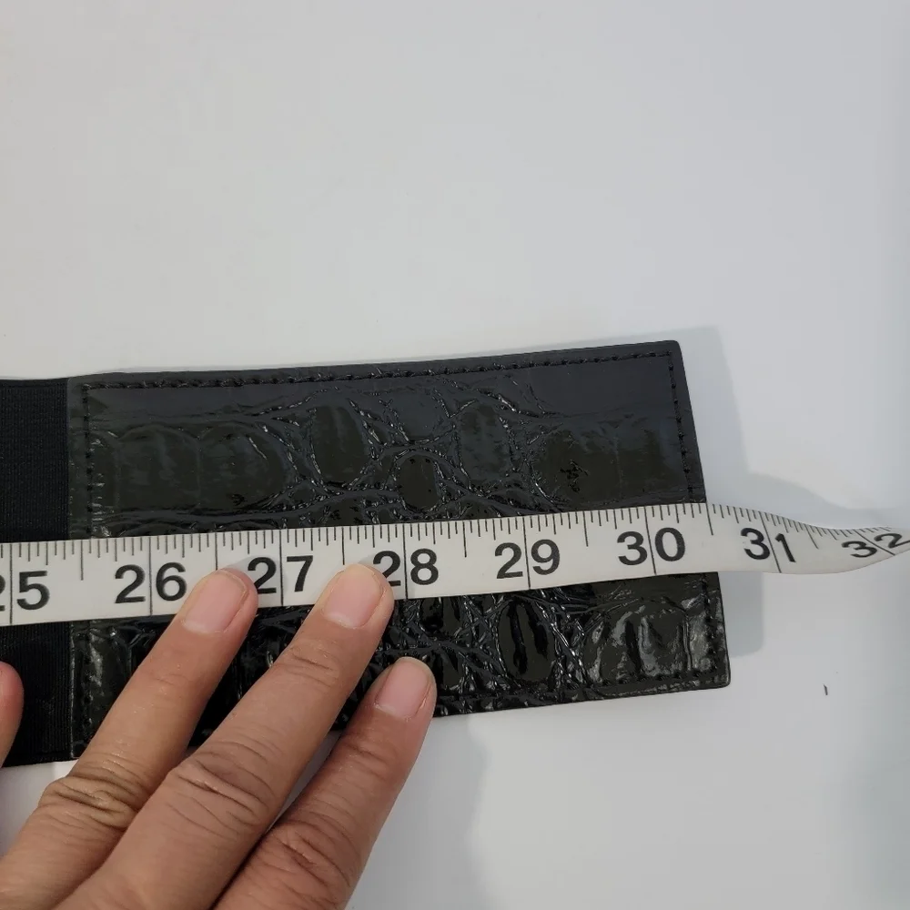 MNG Mango 43650397 99C 02 Black Elastic Wide Belt L 30.5
